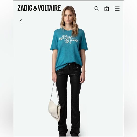 $348 ZADIG & VOLTAIRE Ida Diamante Amour Cashmere Sweater NWT FLAWED - Picture 1 of 14